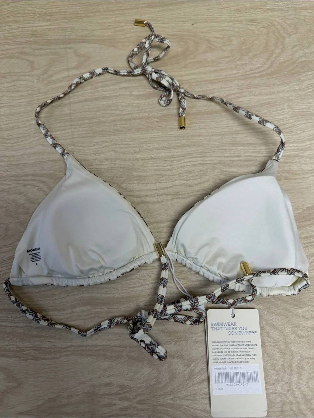 MONDAY SWIMWEAR PALMA TOP TILE GEO - S